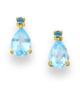 Teardrop Sky Blue Topaz Crystal Earrings