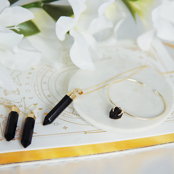 Black Obsidian Set In Gold Plated 925 Sterling Silver - Beau Life