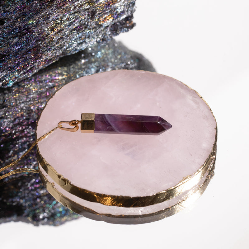 Amethyst Point Necklace in Gold Plated 925 Sterling Silver - Beau Life