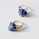 Center Of Attention Single Stone Lapis Lazuli Ring in Gold.