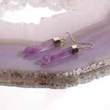 Amethyst Point Earrings in Gold Plated 925 Sterling Silver - Beau Life