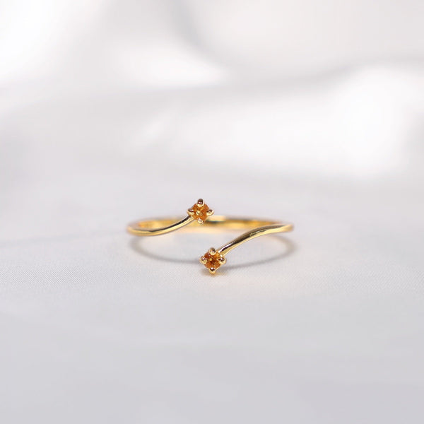 Adjustable Double Simplicity Citrine Crystal Ring - Beau Life