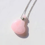 Rose Quartz Heart Necklace with Oil Chamber in 925 Sterling Silver